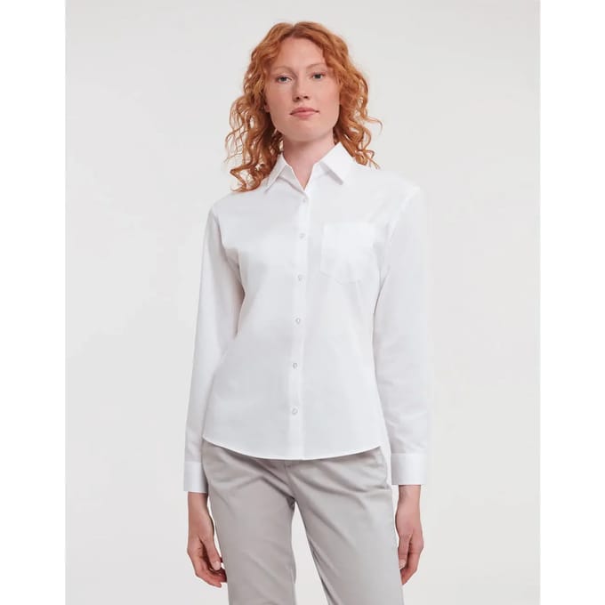 Dameshemd met lange mouwen Russell Athletic Poplin