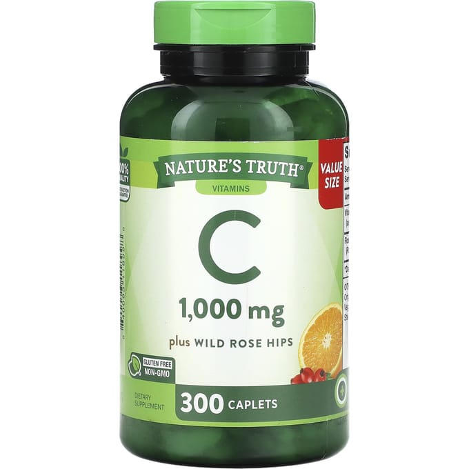 Nature's Truth, Vitamine C Plus Rose Musquée Sauvage, 1 000 mg, 300 comprimés
