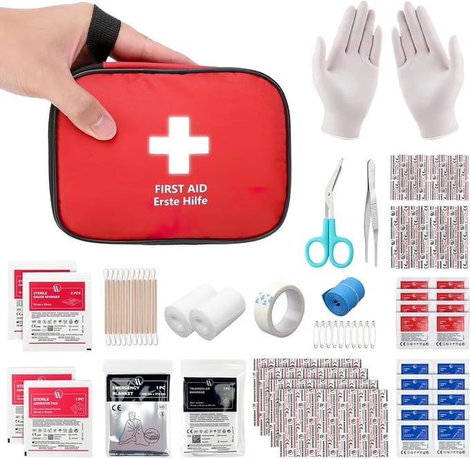 Famanu – Mini -set met 90 stuks, compacte kit voor buiten, thuis, auto, school en reizen