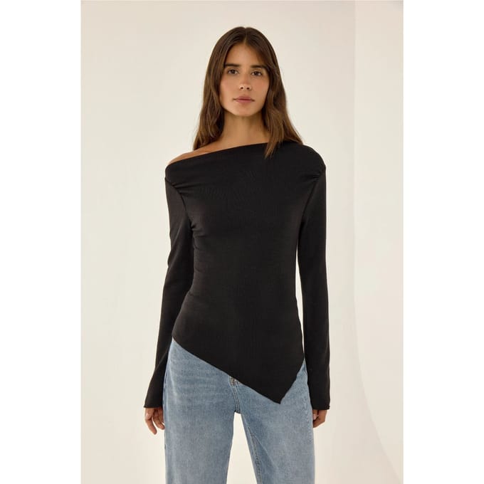 Asymmetrische Geribde Top met Splits