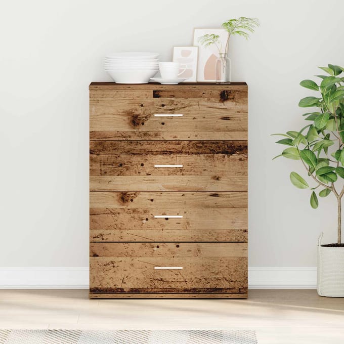 vidaXL - Dressoir - Oudhout - 60 - x - 39 - x - 80 - cm - Bewerkt - hout