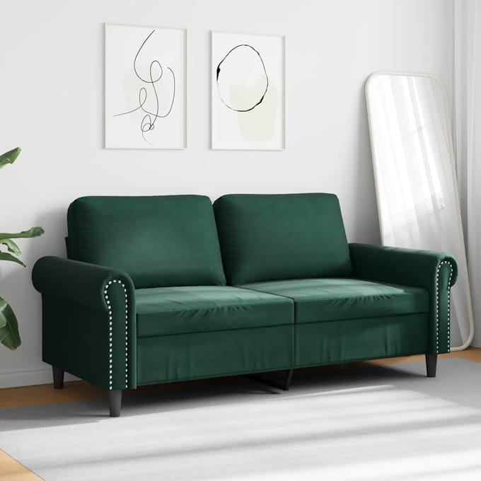 Vidaxl Bank 2-Persoons, Donkergroen, 140 Cm, Bekleed met Fluweel