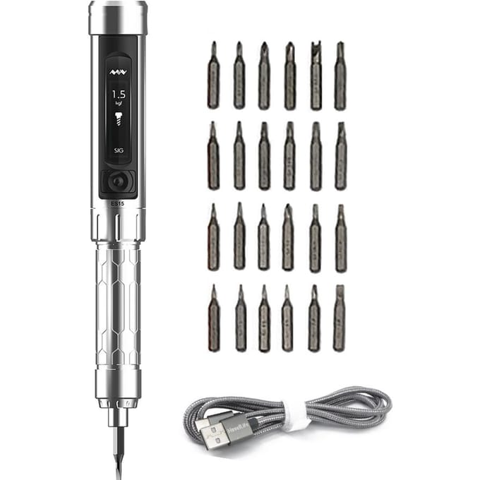 MINIWARE ES15 Intelligente Bewegingsbesturing Elektrische Schroevendraaier Handheld Draagbare Schroevendraaier Hoog zilver
