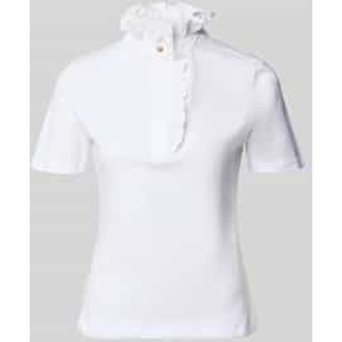 T-shirt met opstaande kraag en ruches