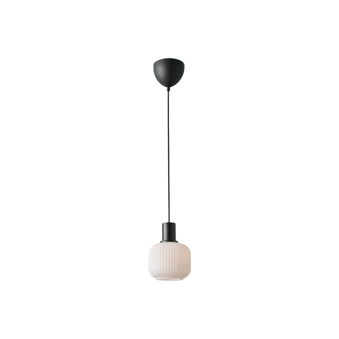 Nordlux Milford Mini hanglamp, zwart, geribbeld glas