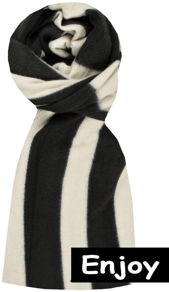 Zwarte beige sjaal met bogen -natuurlijke materialen - herfst/wintersjaal- Eyecatcher
