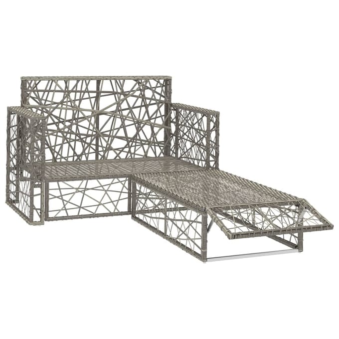 vidaXL - 2-delige - Loungeset - met - kussens - poly - rattan - grijs