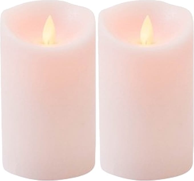 Anna's Collection Led kaars/stompkaars - 2x - roze - H12,5 x D7,5 cm - wax - bewegende vlam