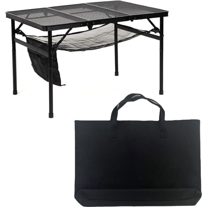 Camping klaptafel Draagbare drievoudige buitentafel In hoogte verstelbare opvouwbare tafel Folding Table with Mesh Bag and Storage Bag