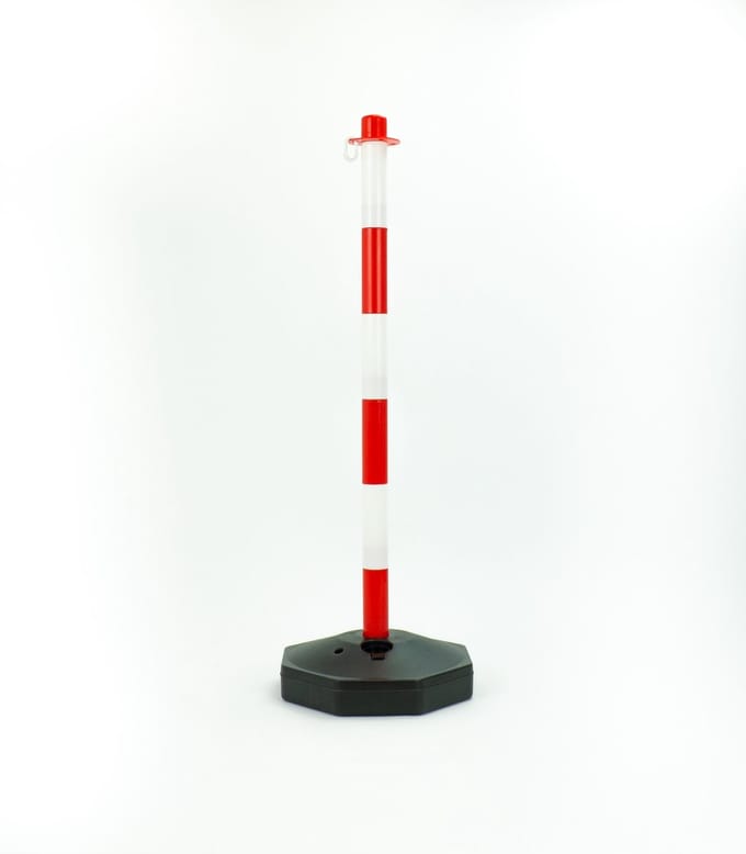 Afzetpaal - Afzetpalen rood/wit - vulbare voet - Mexxo