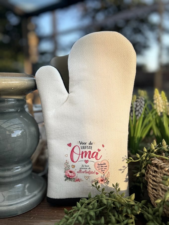 Creaties van hier - Ovenhandschoen Voor de liefste oma - ovenwant