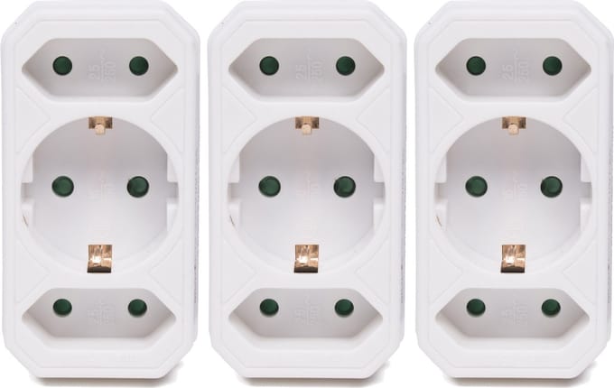 Benson Stopcontact splitter - 3x - triple - wit - voor 3 stekkers - verdeelstekkers