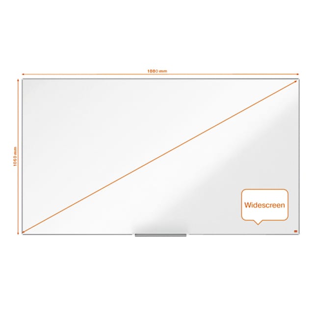 Whiteboard Widescreen nobo - aluminium frame - geëmailleerd - B 1880 x H 1060 mm - met opbergbak