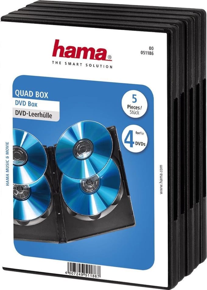 Hama 00051186 DVD-hoes 4 CDs/DVDs/Blu-rays Zwart Polypropyleen 5 stuk(s)