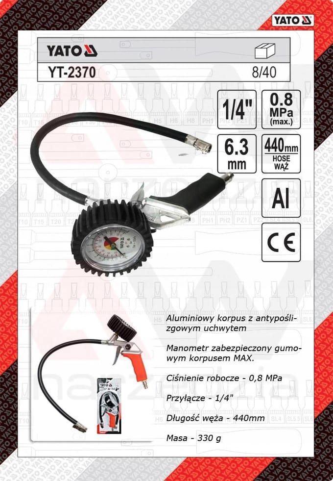 YATO Persluchtpistool met manometer