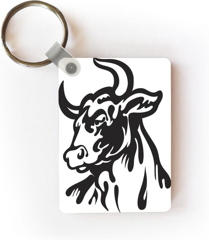 Sleutelhanger - Een illustratie van een zwarte stier - Uitdeelcadeautjes - Plastic