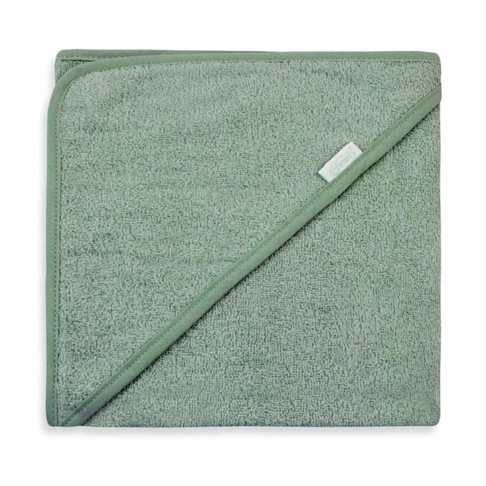 Gepersonaliseerde badcape stone green met naam geborduurd