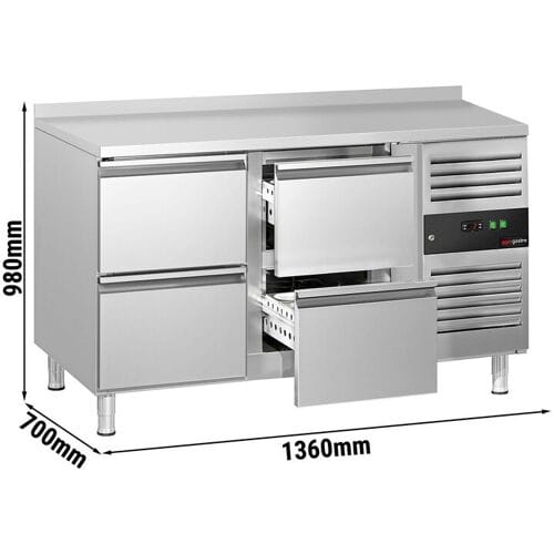 GGM Gastro Kühltisch ECO - 1360x700mm - mit 4 Schubladen - mit Aufkantung