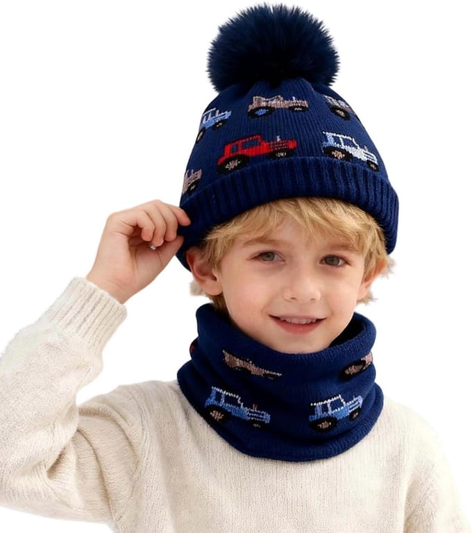 Kinder Muts Sjaal Set - Winter Set Baby - Warm Blijven - Fleece Gevoerd - 1 cm dikte - As Shown