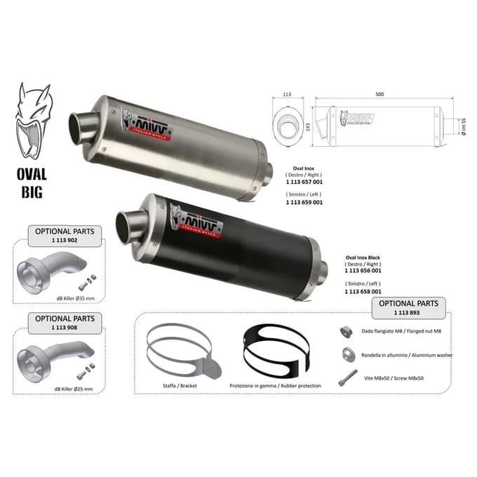 Universele motor demper rechterzijde Mivv Oval Big