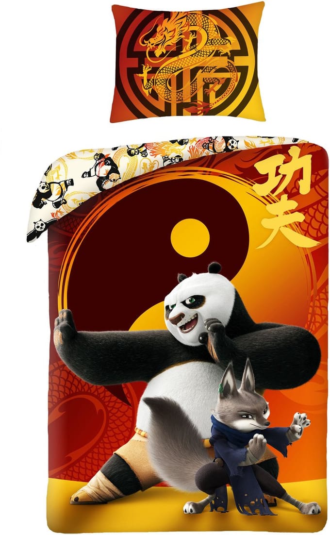 Kung Fu Panda Dekbedovertrek, Qin Na - Eenpersoons - 140 x 200 cm - Katoen
