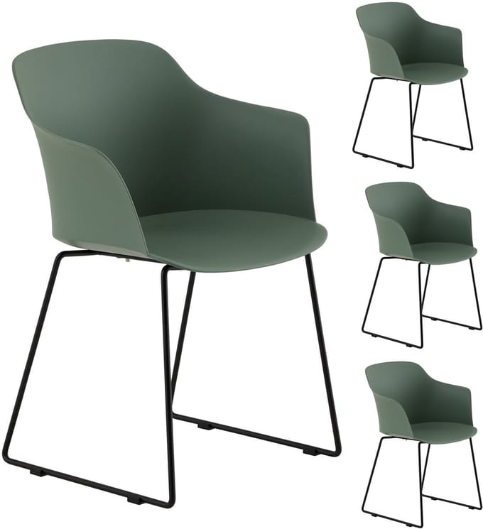 Tuinstoel FORO, set van 4, van kunststof - groen