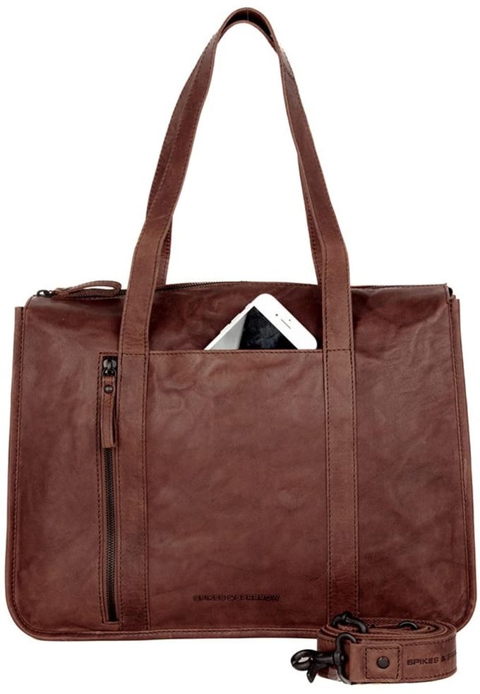 Leren Laptop / Schoudertas - 15 inch - Catrenia - Donkerbruin