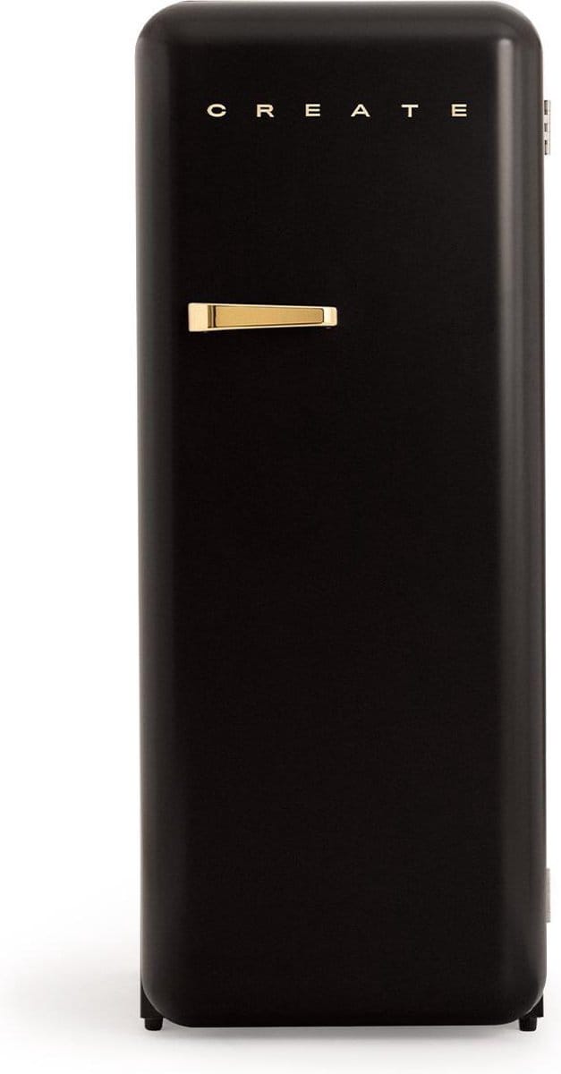 CREATE - Koelkast in retrostijl - Zwart - Handvat Goud - FRIDGE RETRO 281L