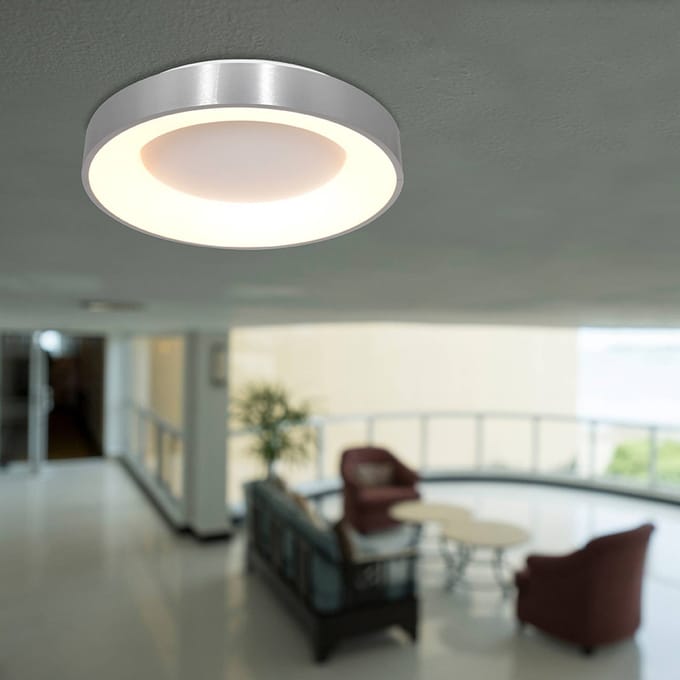 Plafondlamp Ringlede 3086ZI Zilver Ø30cm | Design | Kunststof, Metaal, Elektronica | Steinhauer