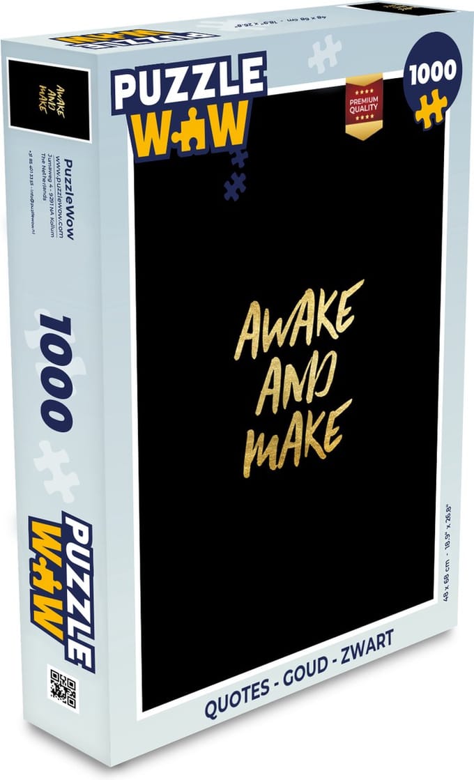 Puzzel Quotes - Goud - Zwart - Legpuzzel - Puzzel 1000 stukjes volwassenen
