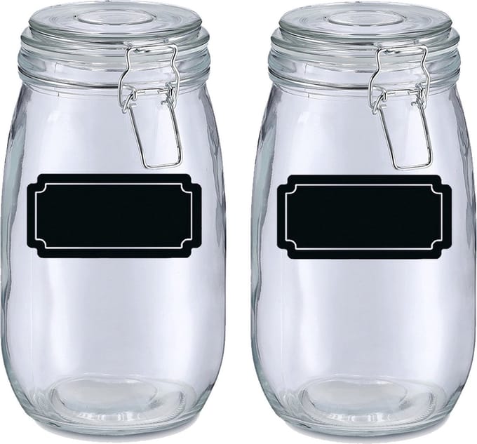 Weckpotten/inmaakpotten - 4x - 1.4L - glas - met beugelsluiting - incl. etiketten