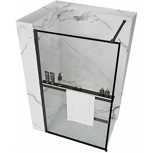 Rea Bler 100 +Evo Plank en Handdoekhouder - Douchewand - 100 cm - Zwart