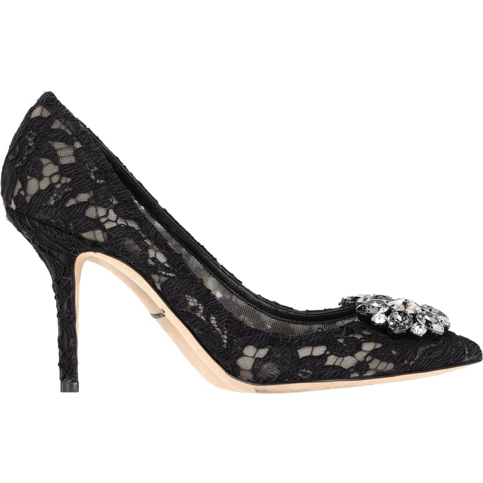 Dolce & Gabbana Kant Regenboog Hakken met Broche in Zwart Rayon