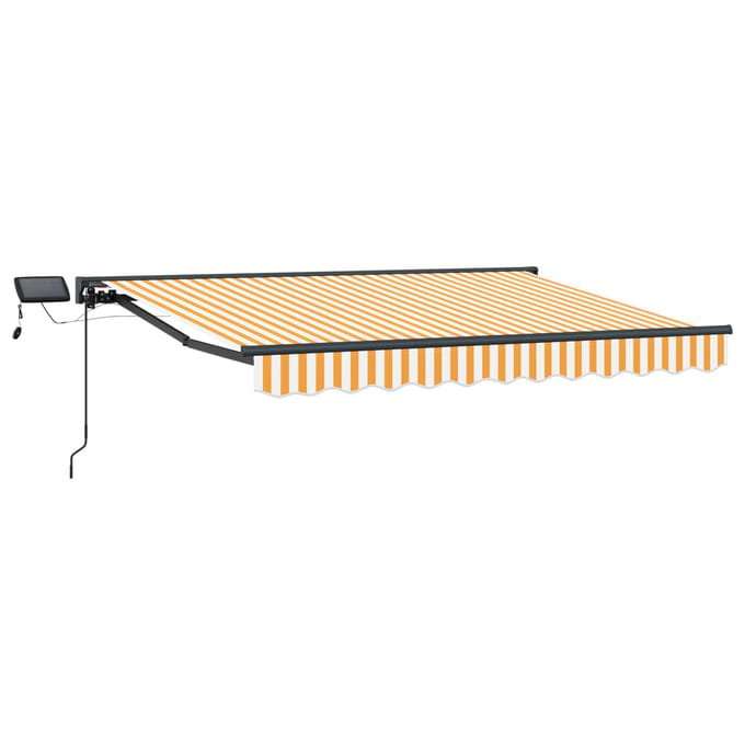 vidaXL - Handbediende - luifel - met - LED's - Geel, - Wit, - Anthraciet - 3,5 - x - 2 - m