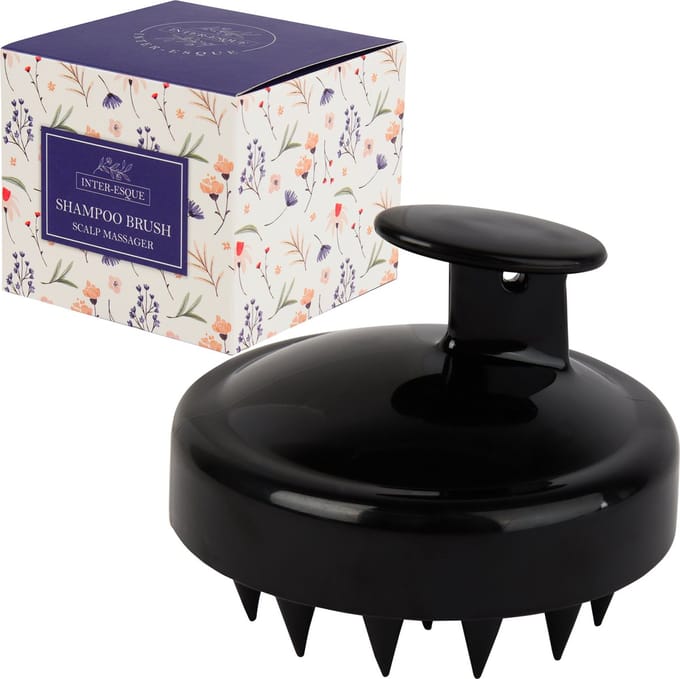 INTER-ESQUE® Scalp Massager - Scalp Brush - Haarborstel - Massage Borstel - Scalp Scrub - Zwart
