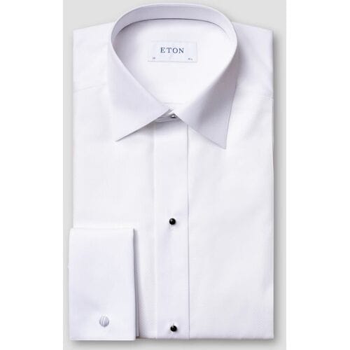 Eton Overhemd Slim Evening Piqué French Cuffs Extra Long Staple Cotton Wit / male