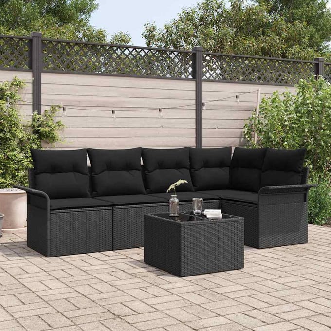vidaXL - Tuinbank - Set - 6 - st - poly - rattan