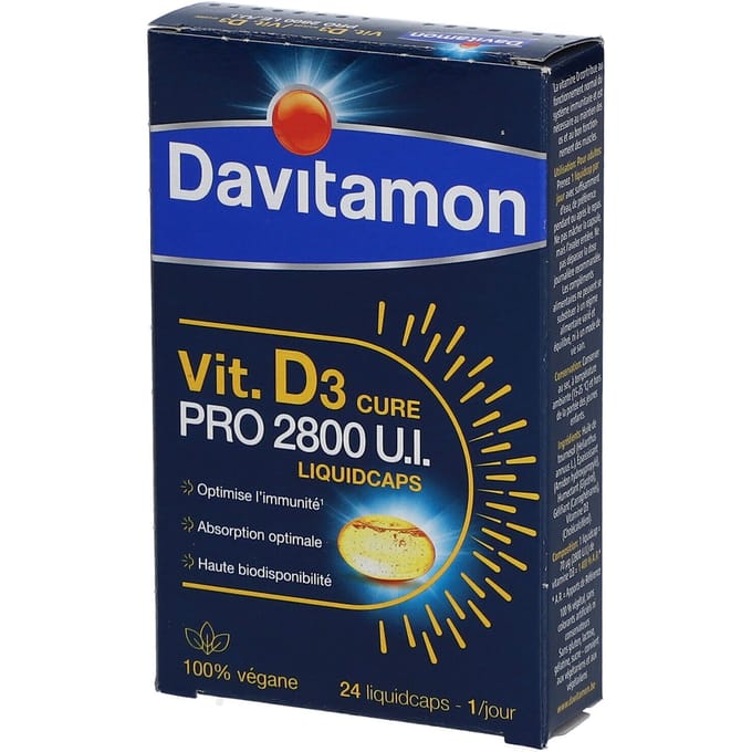 Davitamon Vitamine D3 Pro 2800 IU Vegan 24 Liquidcaps