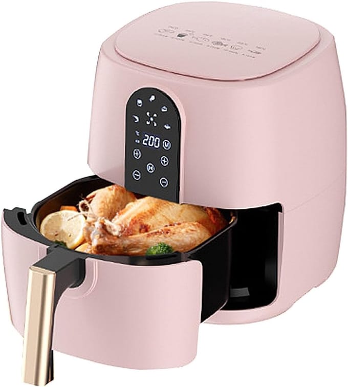 Multifunctionele Airfryer - Slimme Friteuse - Gezond Koken - Digitale Touch Bediening - 6L Grote Capaciteit - Roze