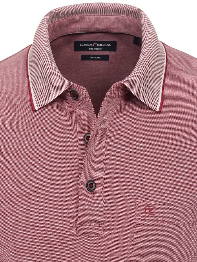 Poloshirt Met Borstzakje 3 Knoops Rood Casa Moda - XXL