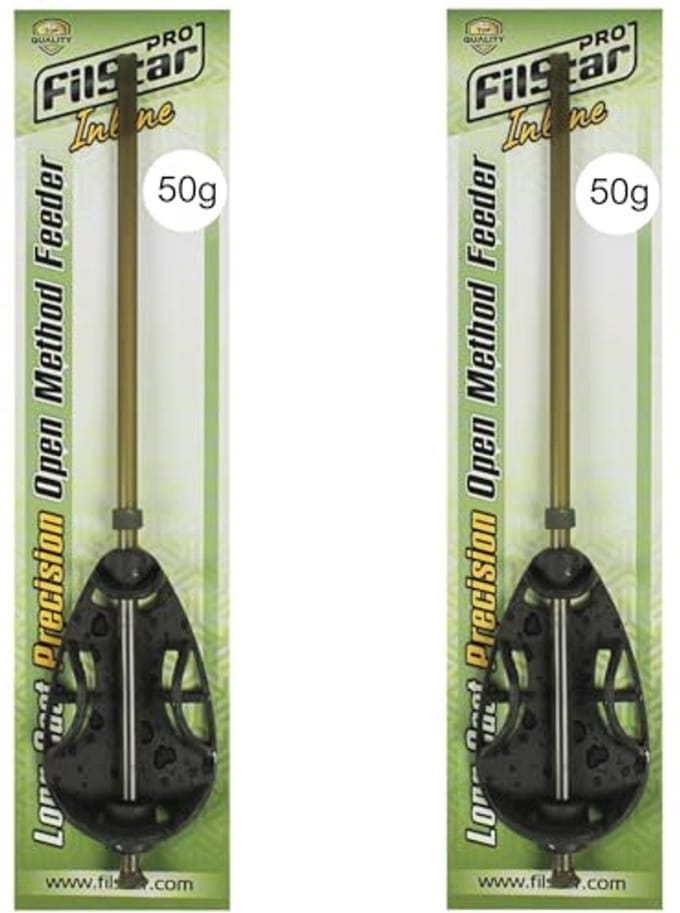 Inline Long Cast Method Feeder Set voor Karpervissen - 2 x 50 g Voederdispenser en Voedermand