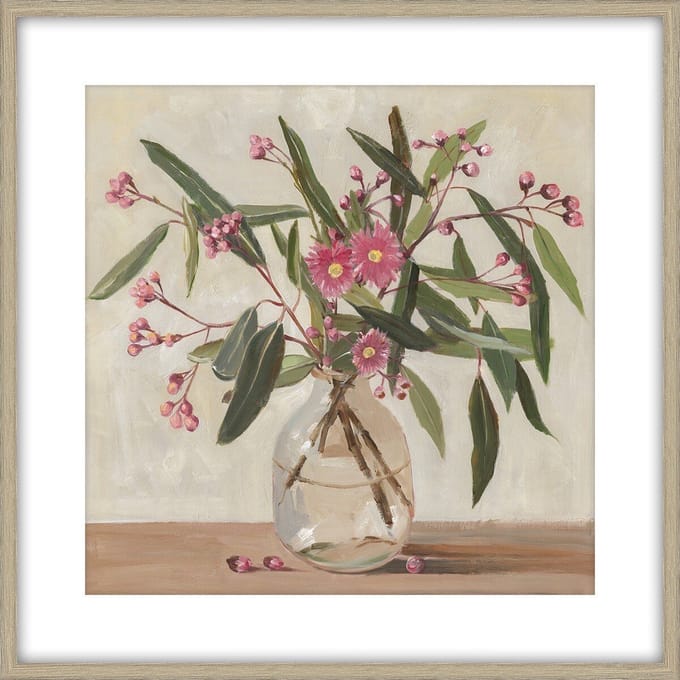 HomeBound by KY | Schilderij met frame vaas met bloemen | schilderij | 80x80x3,3cm