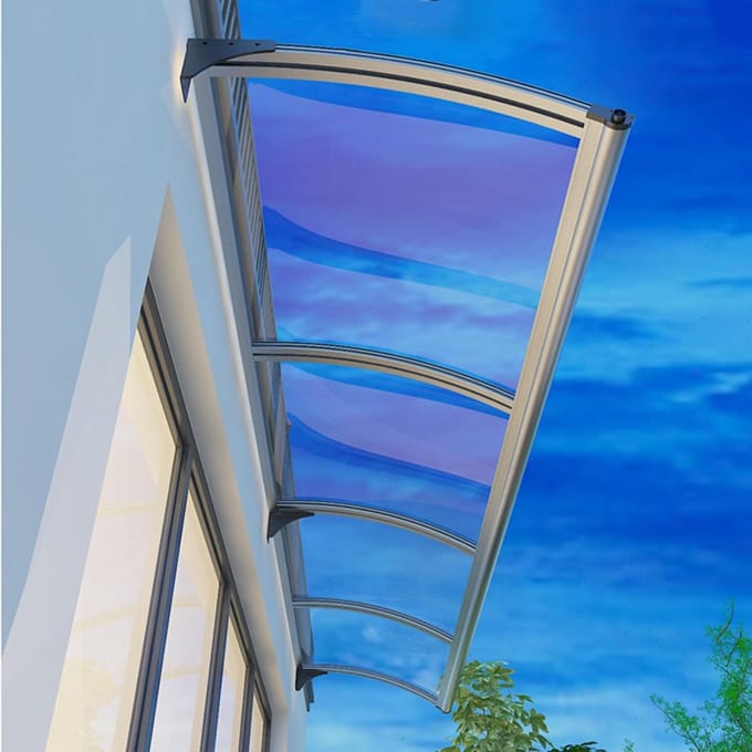 Regendak voor Buitendeur met Afvoergoot, Transparant Polycarbonaat
