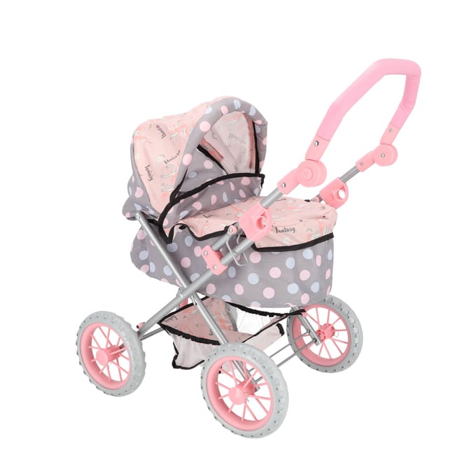 Poppenw. + verzorgingstas grijs/roze 65x35,5x75 cm