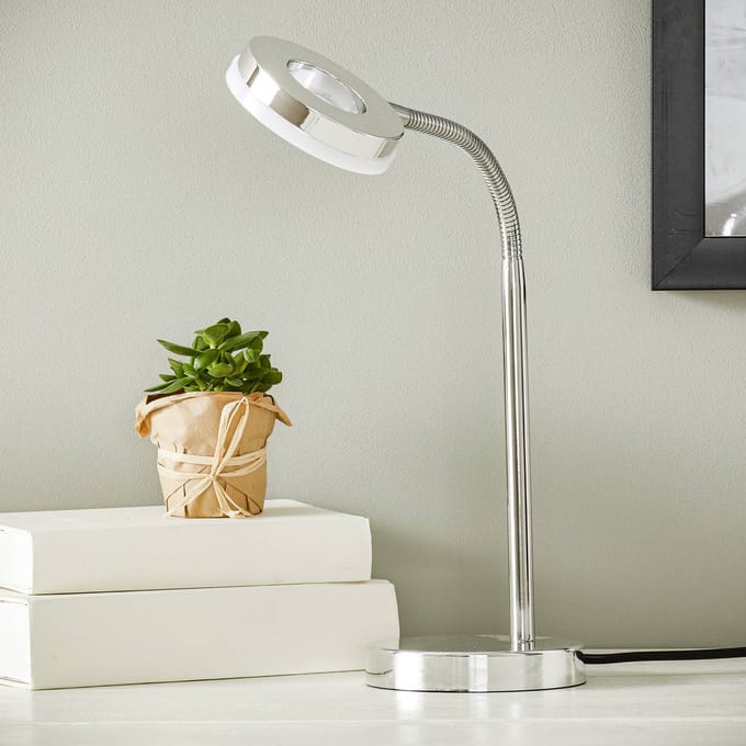 Reality Leuchten Rennes LED tafellamp, chroomkleurig, hoogte 40 cm