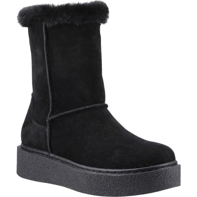Hush Puppies Becca Mid Suede Dames Zwarte Laarzen