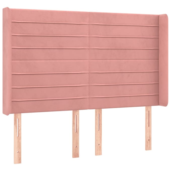vidaXL - Hoofdbord - LED - 147x16x118/128 - cm - fluweel - roze