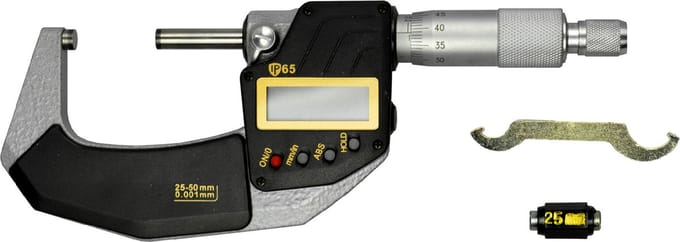 Digitale buitenschroefmaat IP65 meetbereik 25-50 mm resolutie 0,001 mm MW Tools DBM25-50