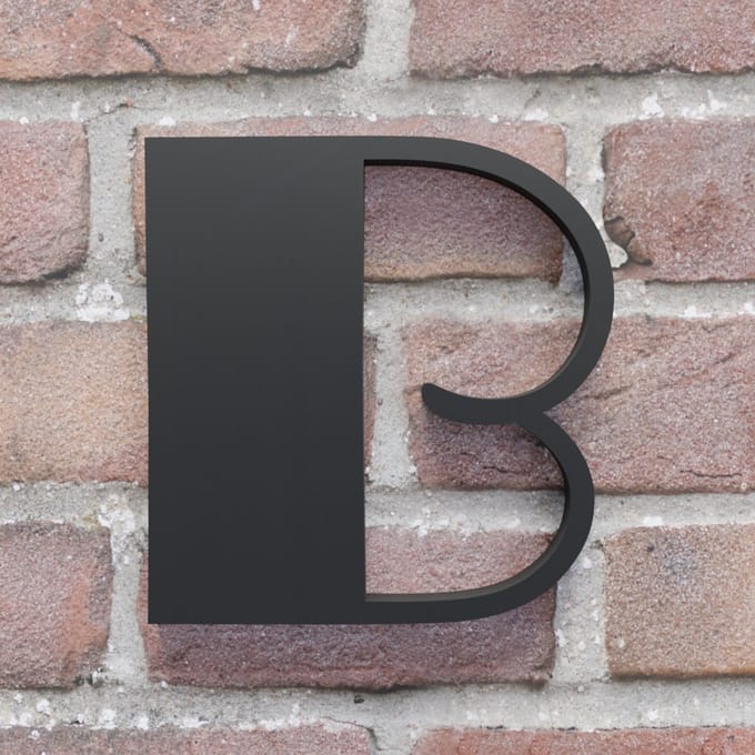 Huisnummer Broadway B zwart - Huisnummerbord - 10 cm - zelfklevend