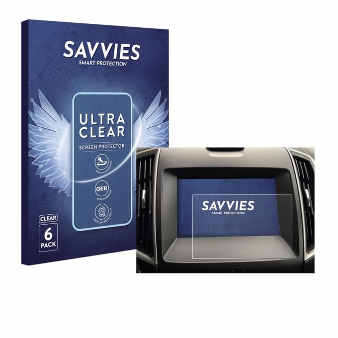 Savvies - Screenprotector voor Ford Galaxy Infotainment Sync 3 (2019) - Folie Beschermfolie transparant 6 Stuks